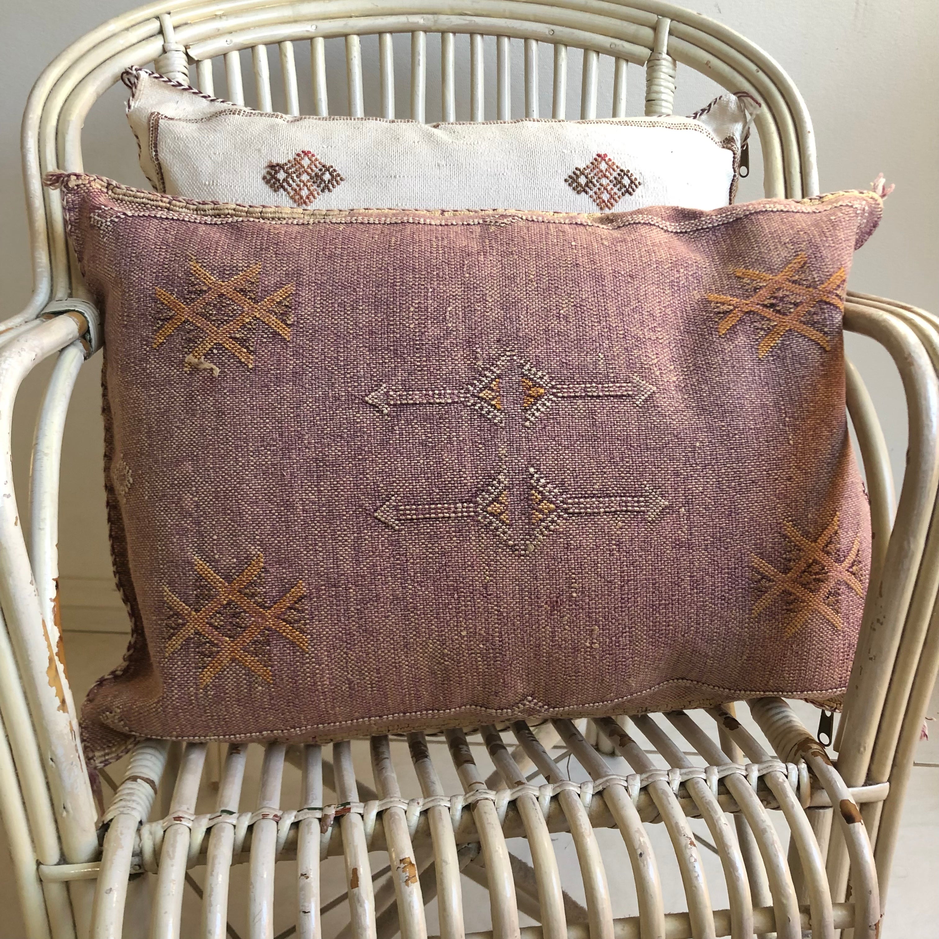 Genuine Moroccan Cactus Silk Pillow in Aubergine