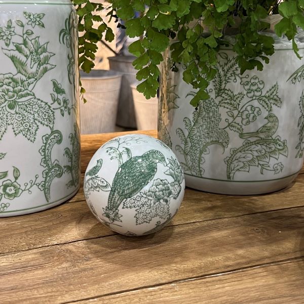 Chinoiserie Decorator Balls in Sage - Set of 4