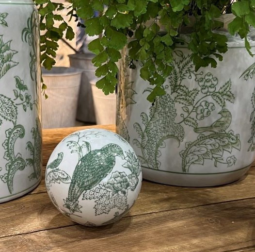 Chinoiserie Decorator Ball in Sage - Sold Individually