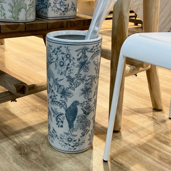 Chinoiserie Umbrella Stand/Planter in Blue