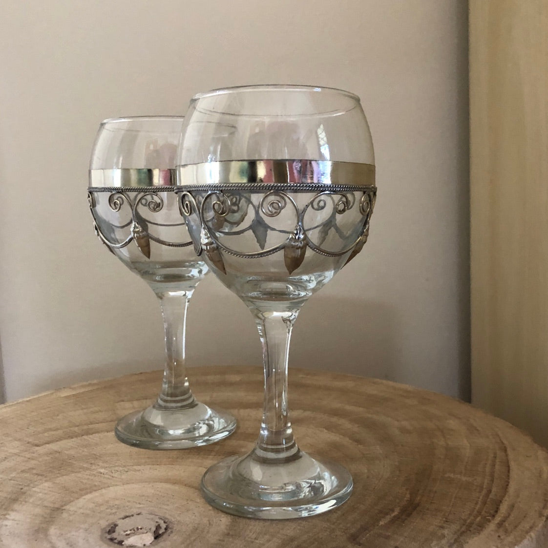 Moroccan Wine Glasses with Silver Embellishment - Set of 6