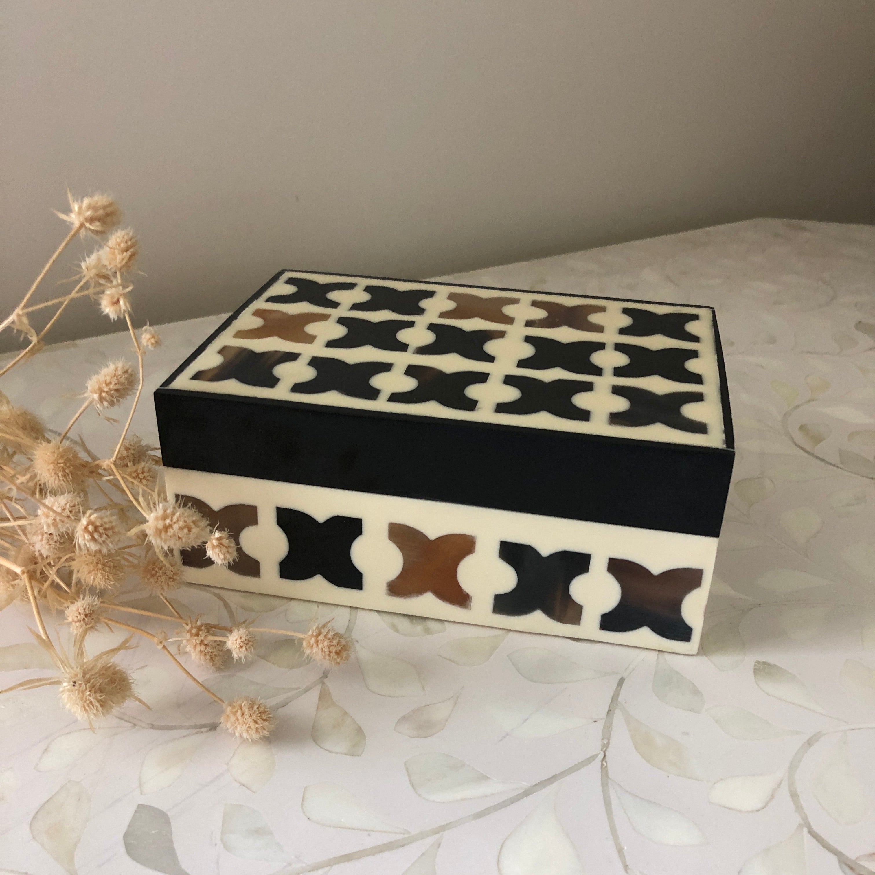 Bone Inlay Box in Cross Pattern