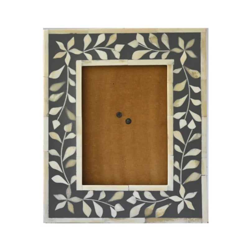 Bone Inlay Floral Frame in Grey
