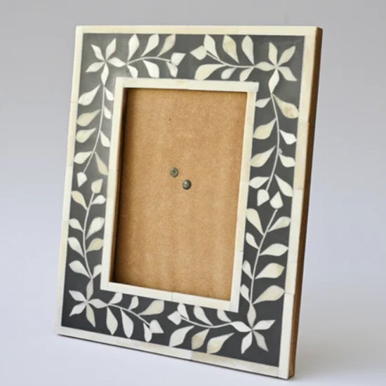 Bone Inlay Floral Frame in Grey