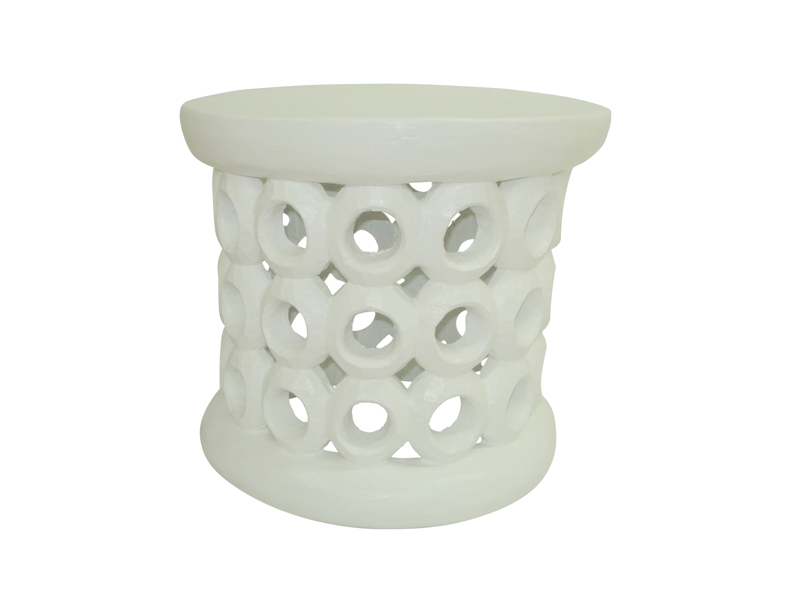 Bamileke Table with Circles in White