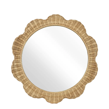 Belle Rattan Scallop Round Mirror