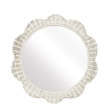 Belle Rattan Scallop Round Mirror
