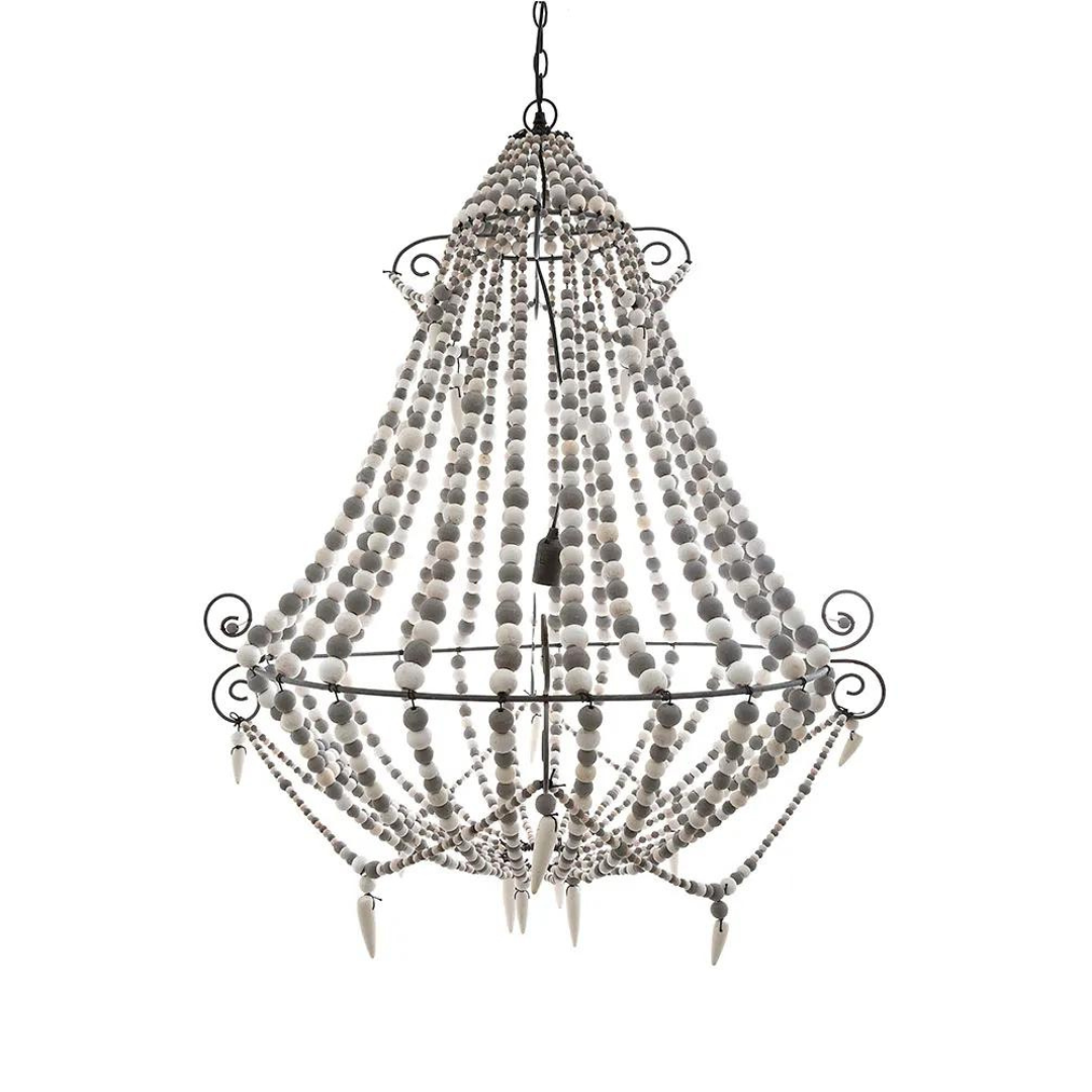 Marbella Beaded Chandelier in Grey & White