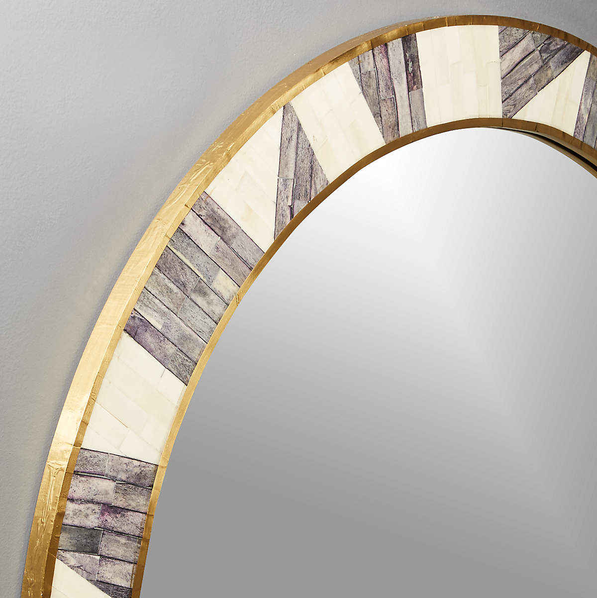 Two Tone Bone Inlay Round Wall Mirror