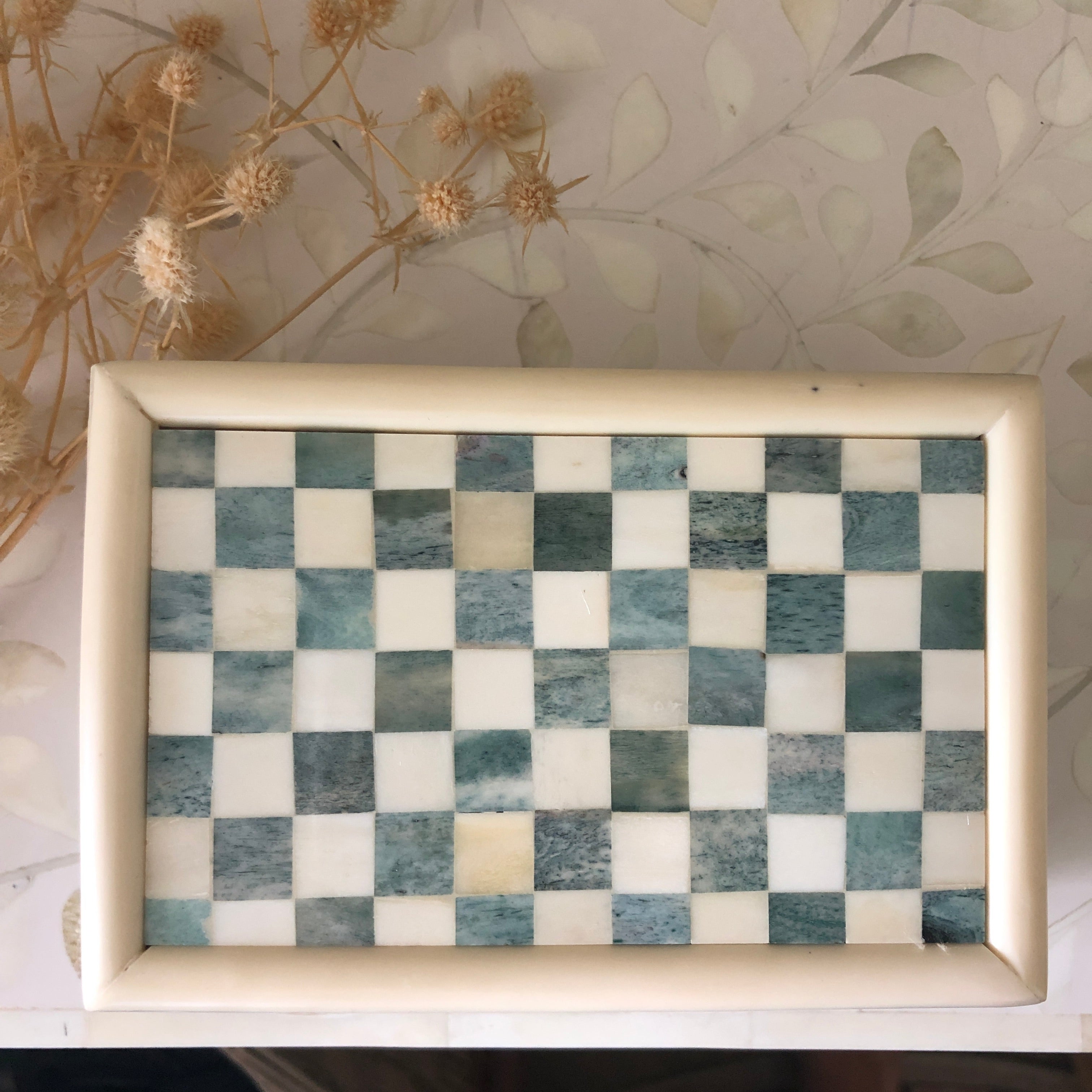 Bone Inlay Box in Checker Pattern