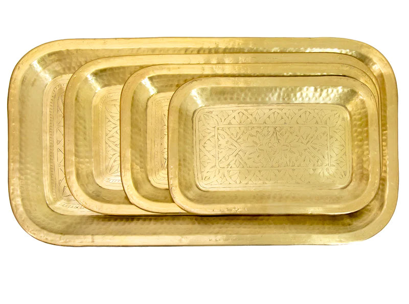 Brass Rectangular Platters Set of 4