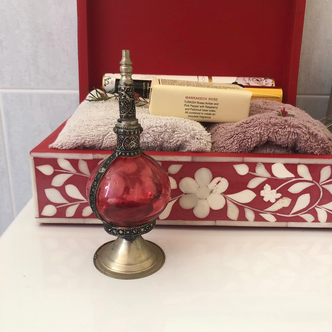 Moroccan Perfume Bottle in Pink