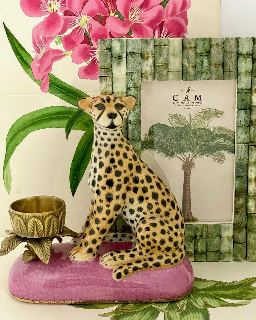 Porcelain Leopard Candle Holder