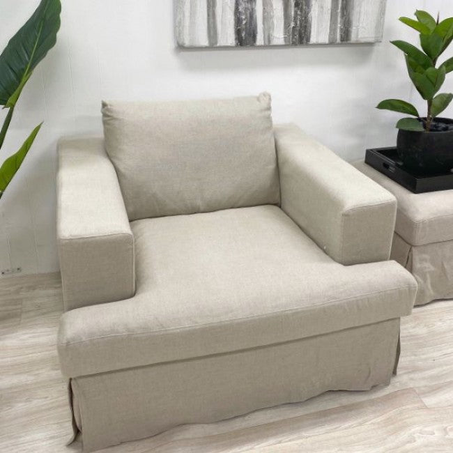 Newport Linen Armchair in Beige