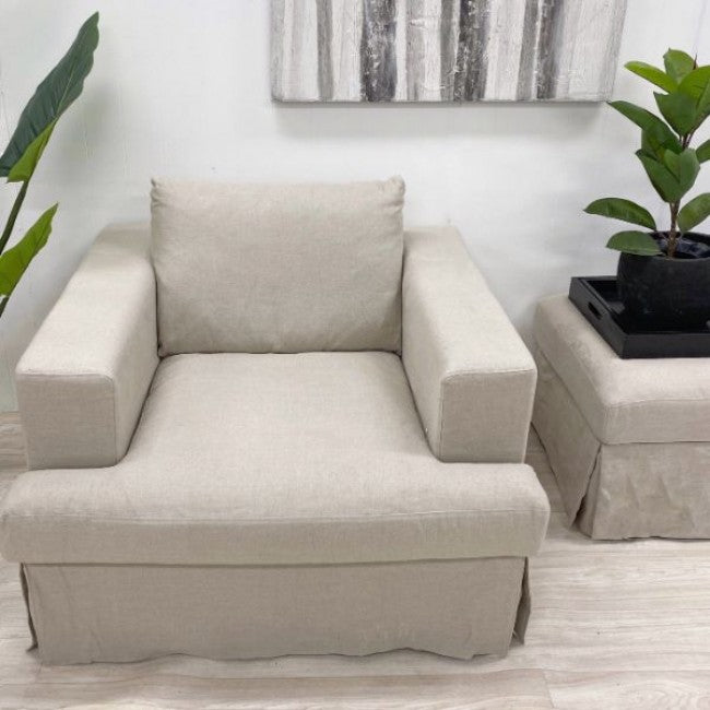 Newport Linen Armchair in Beige