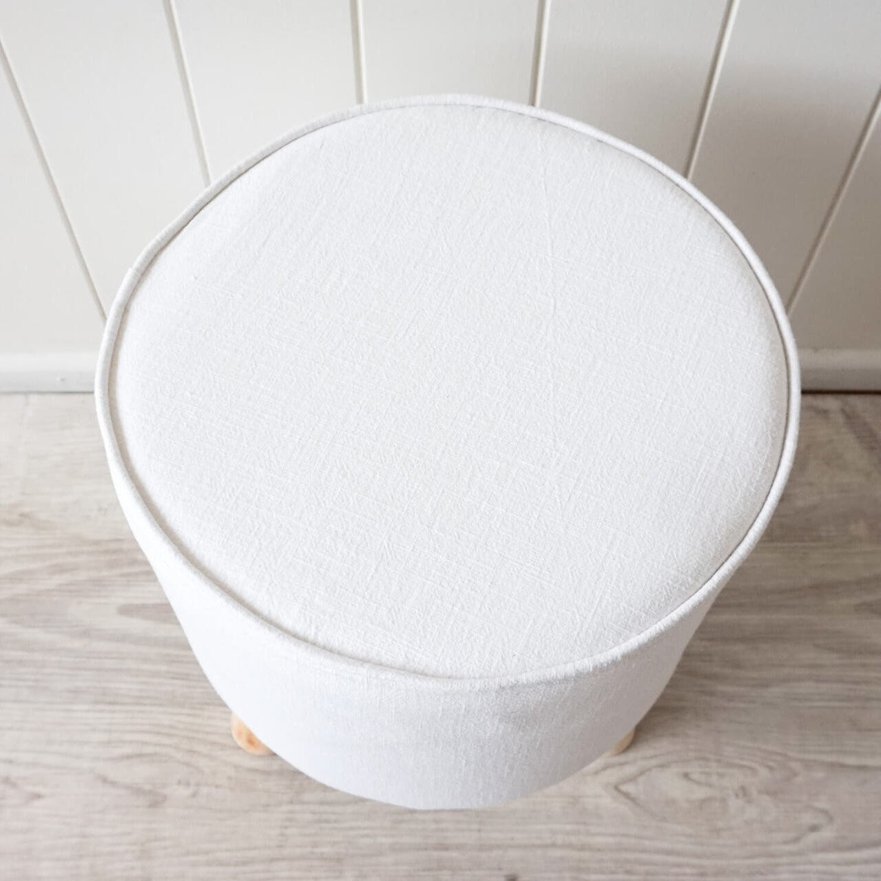 Little Stool - in Linen - White