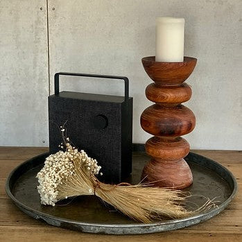 Carved Timber Candle Holder