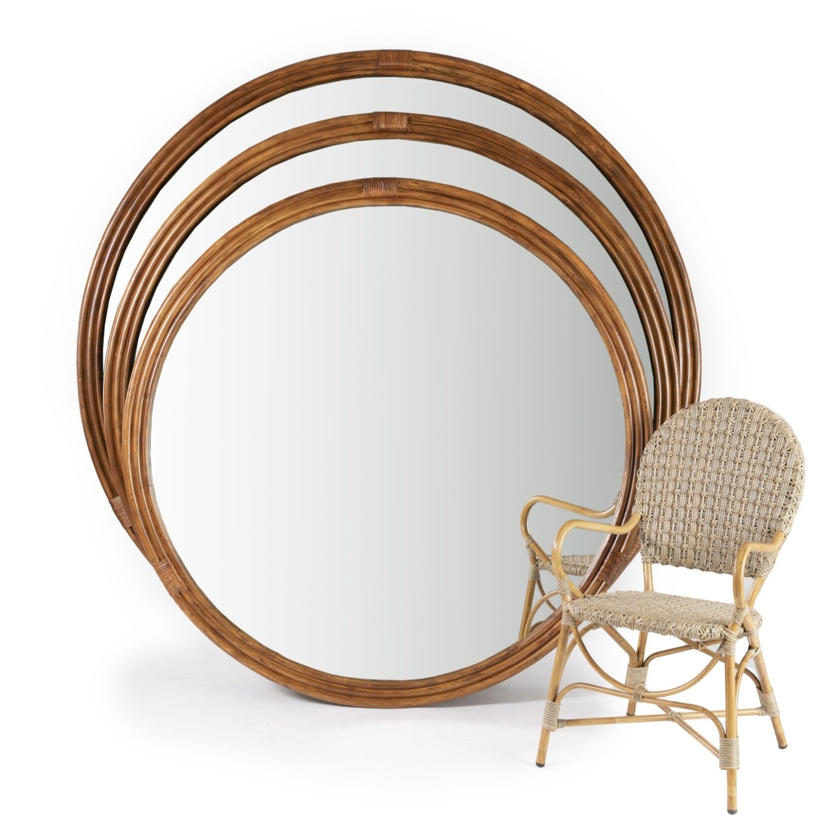 Dark Chestnut Round Mirror