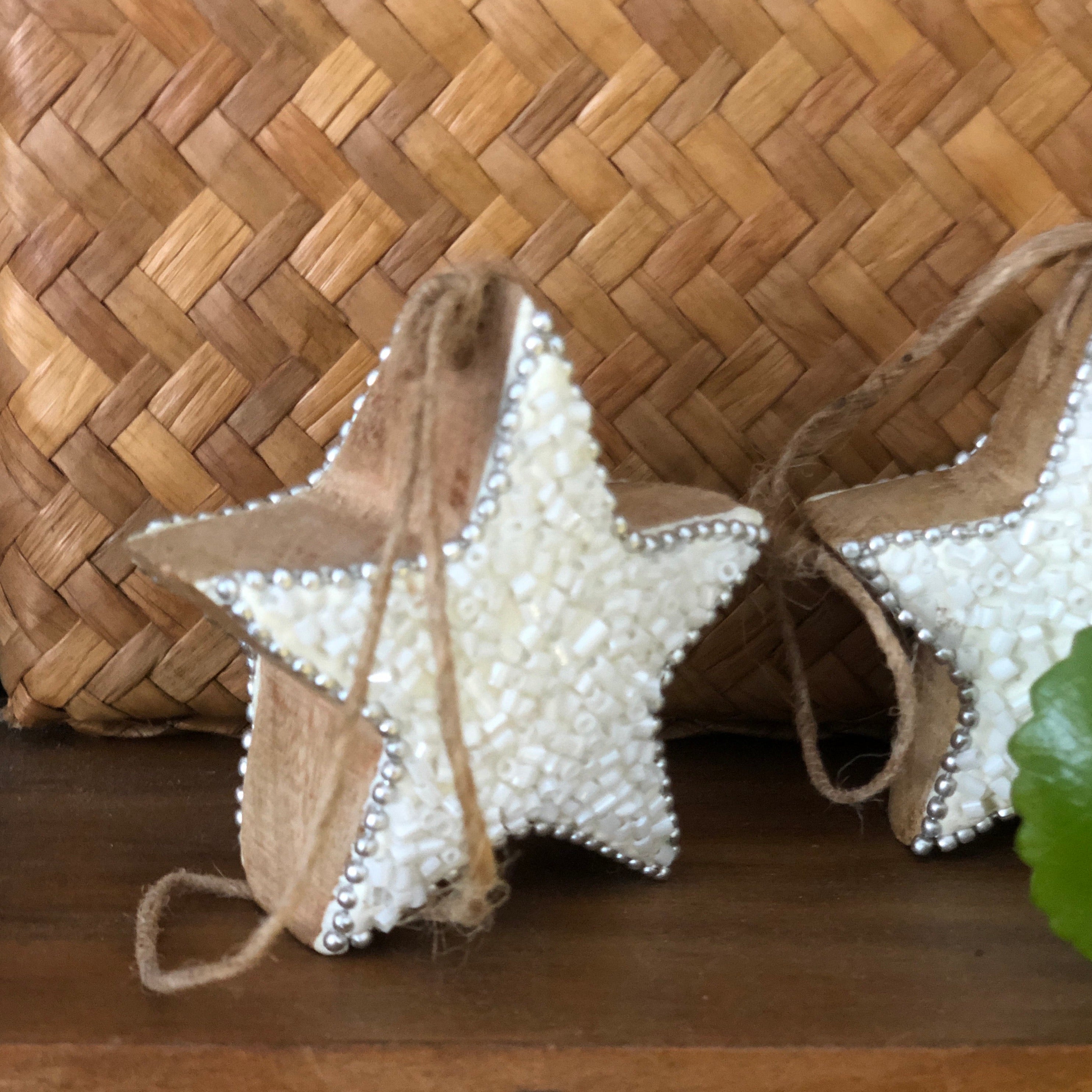 Beaded Timber Star - Hanging Decor