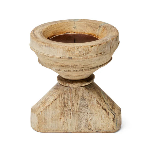Bleached Timber Candle Holder