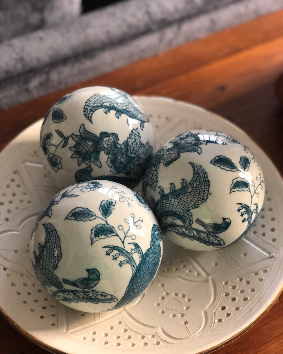 Chinoiserie Decorator Balls in Blue - Set of 4