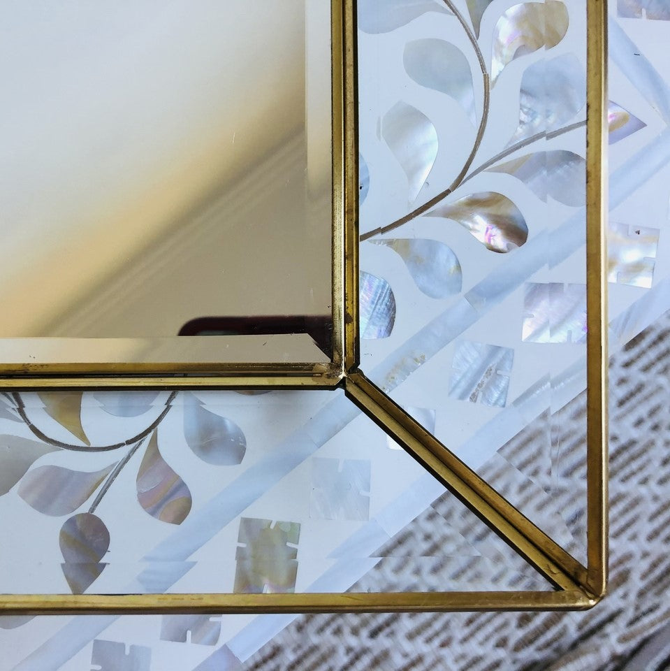 Antique Brass Glass Tray