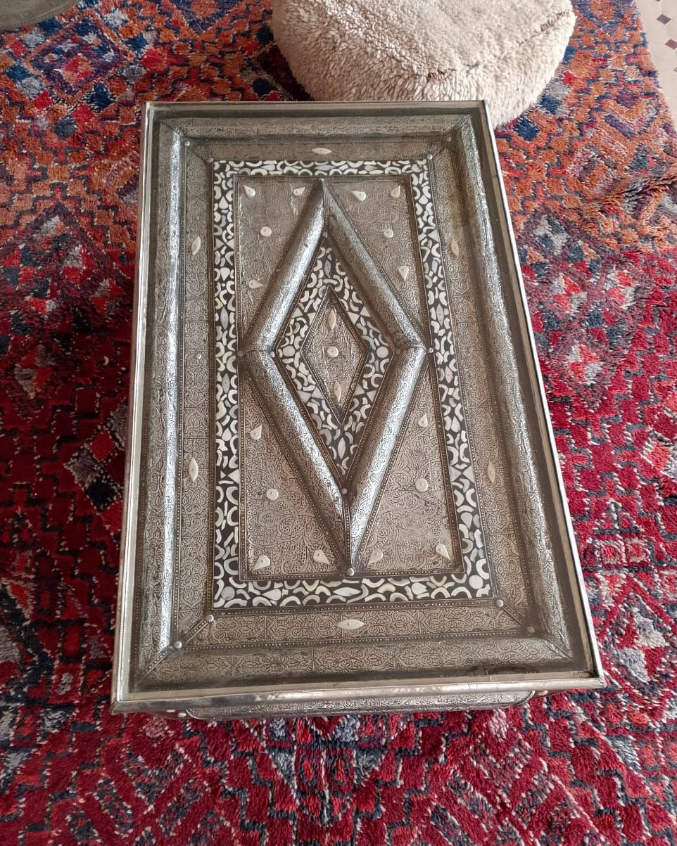 Sultan's Rectangular Table in Silver Nickel