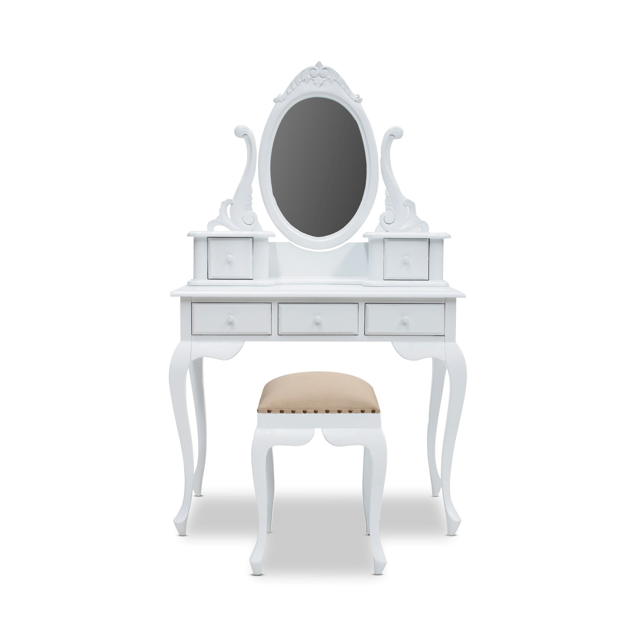 Paris Dressing Table with Stool in Distressed White - One ONLY