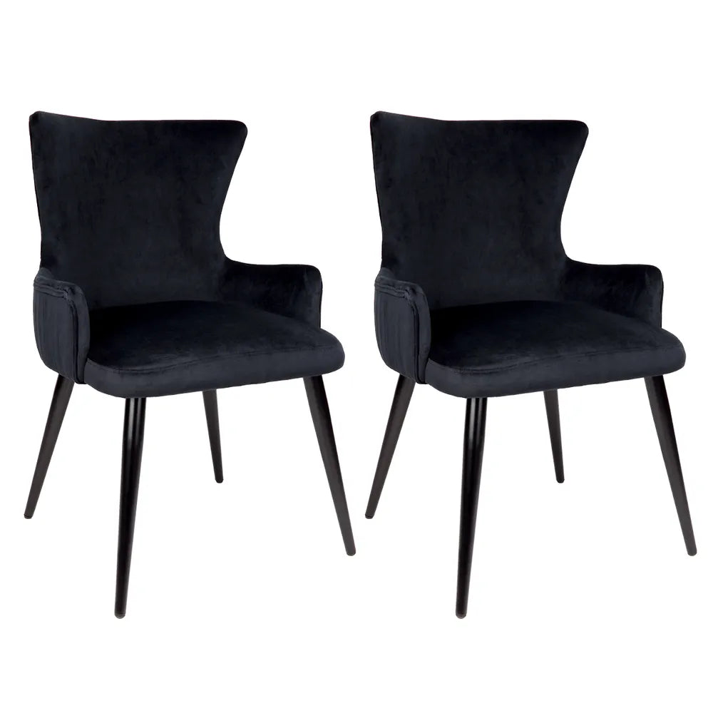 Dorsett Dining Chair in Black Velvet - Set of Two
