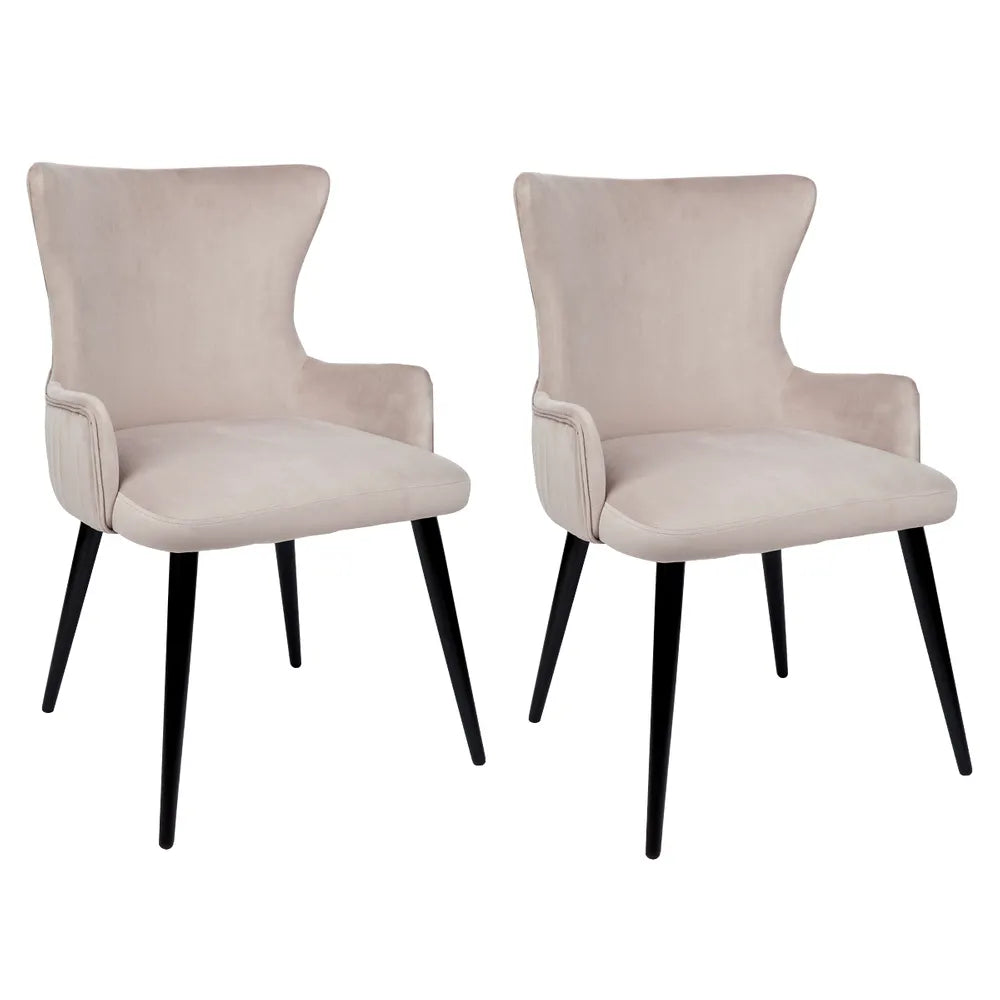 Dorsett Dining Chair in Taupe Velvet - Set of Two