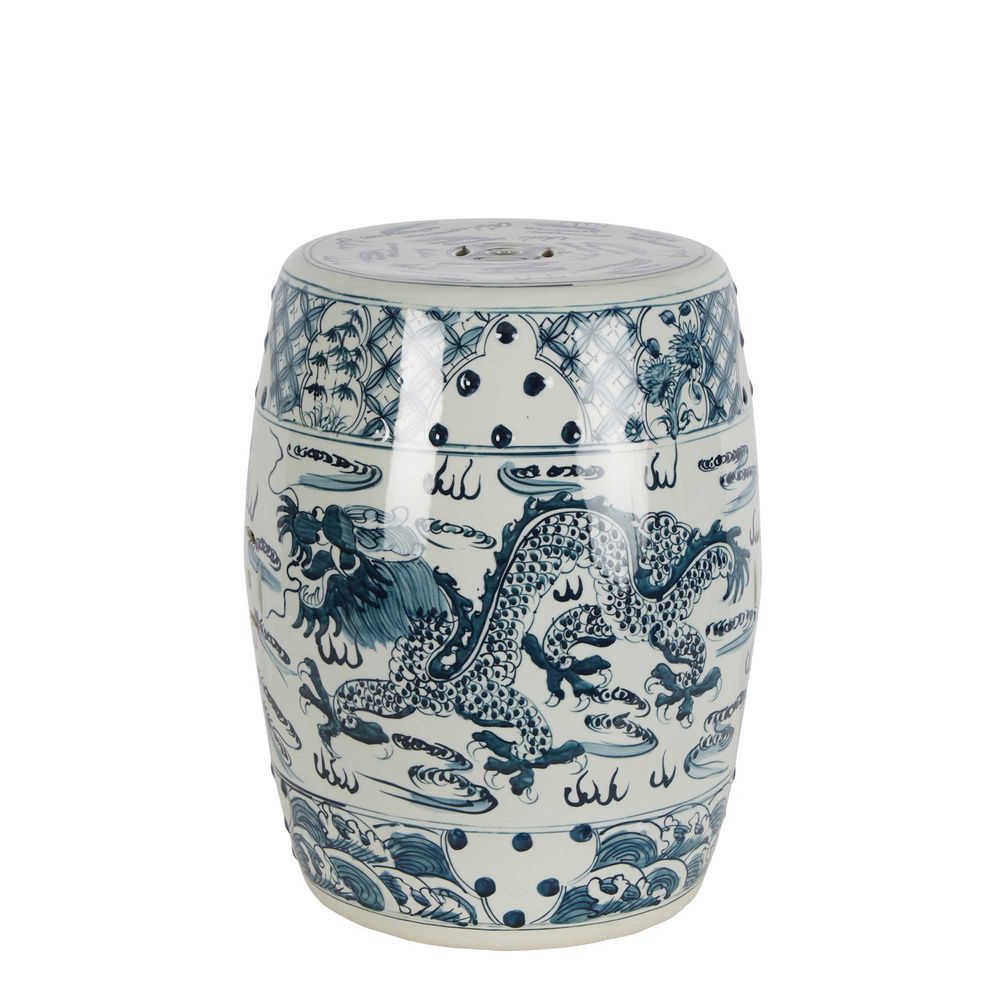 Dragon Hand Painted Drum Stool