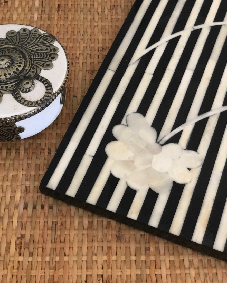 Bone Inlay Trivet in Black & White