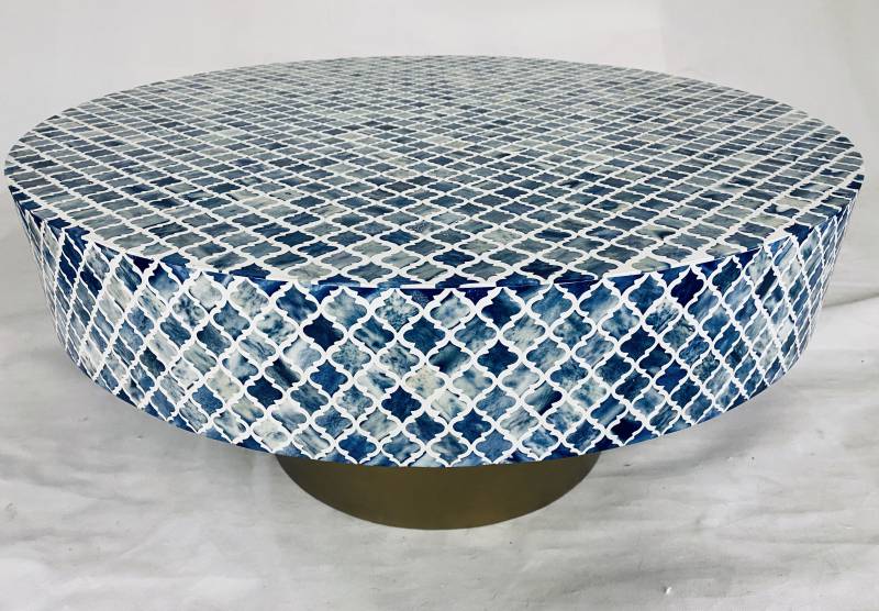 Bone Inlay Hannah Coffee Table in Blue