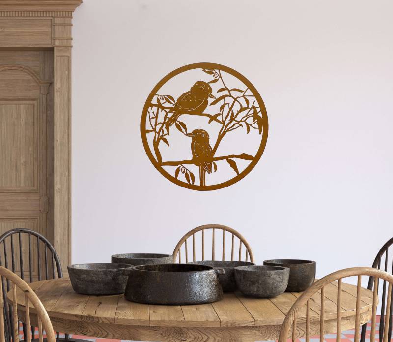 Kingfishers in a Tree Metal Wall Art