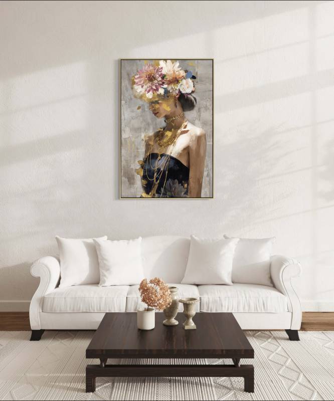 Woman with Floral Headdress Canvas