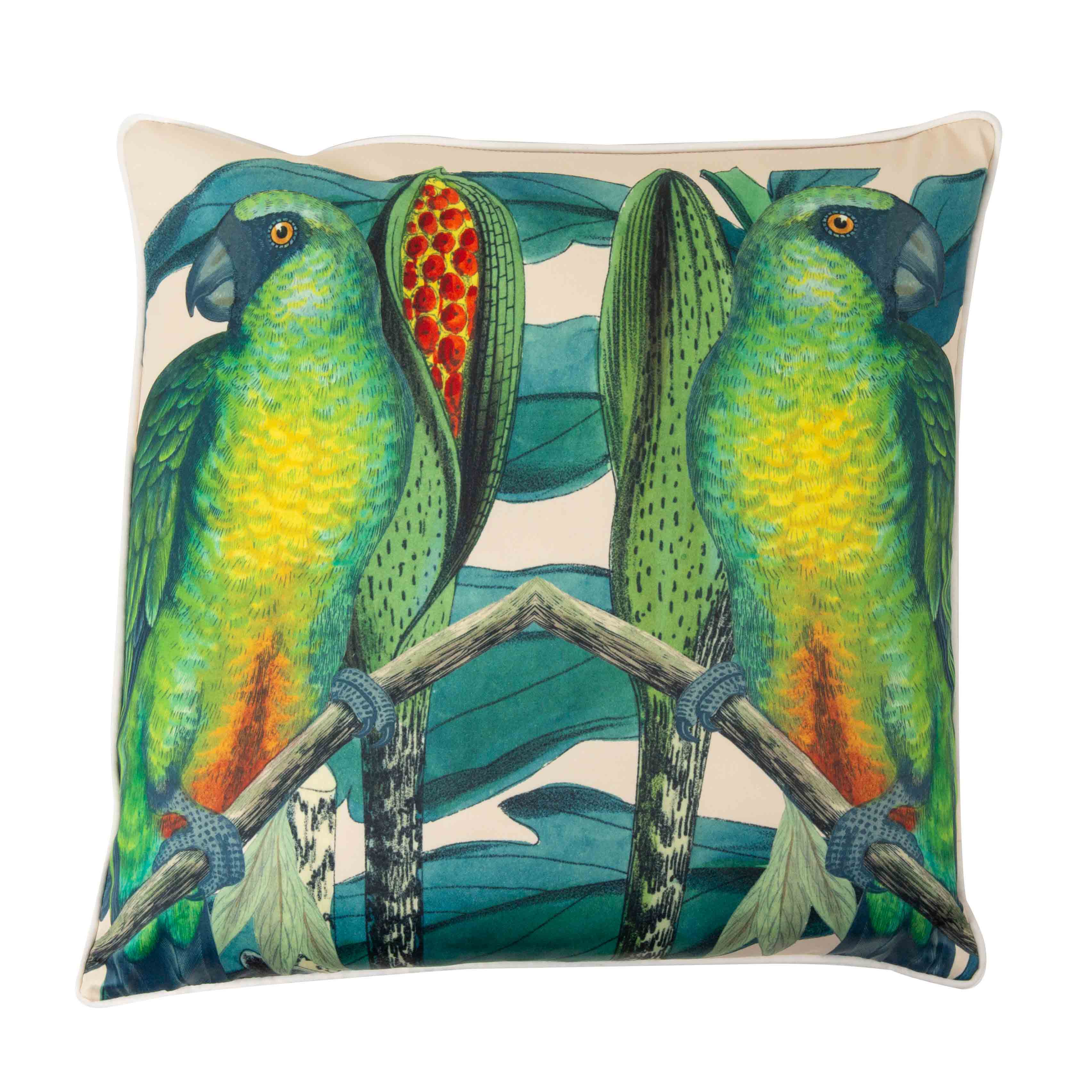 Perroquet Sateen Cushion with Feather Infill