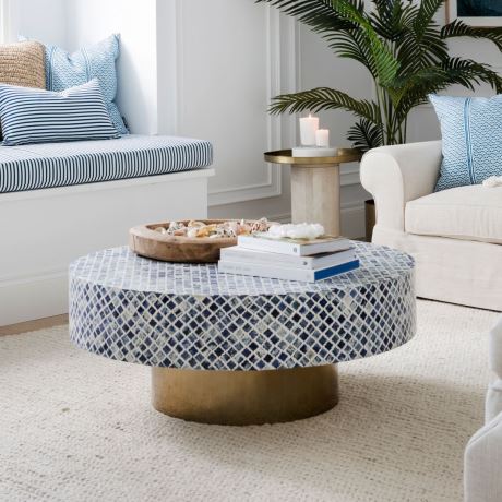Bone Inlay Hannah Coffee Table in Blue
