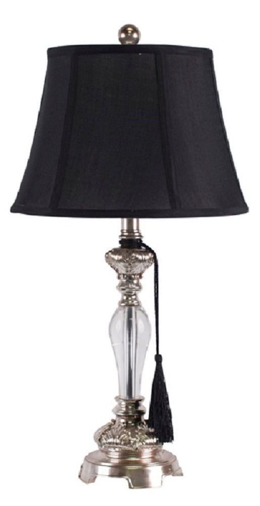 Felicienne Bedside Silver Lamp with Black Shade