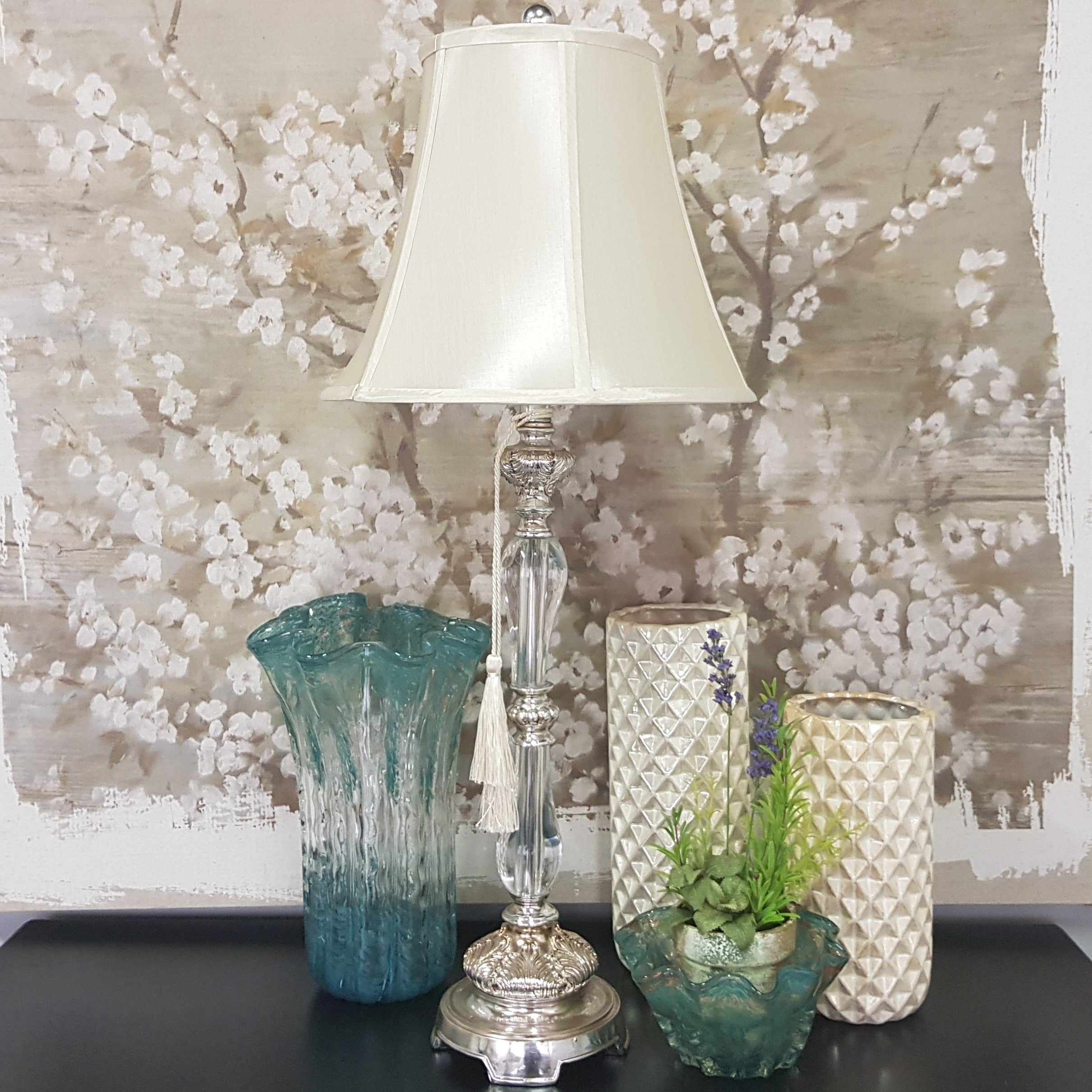 Felicienne Champagne Table Lamp with Black Shade