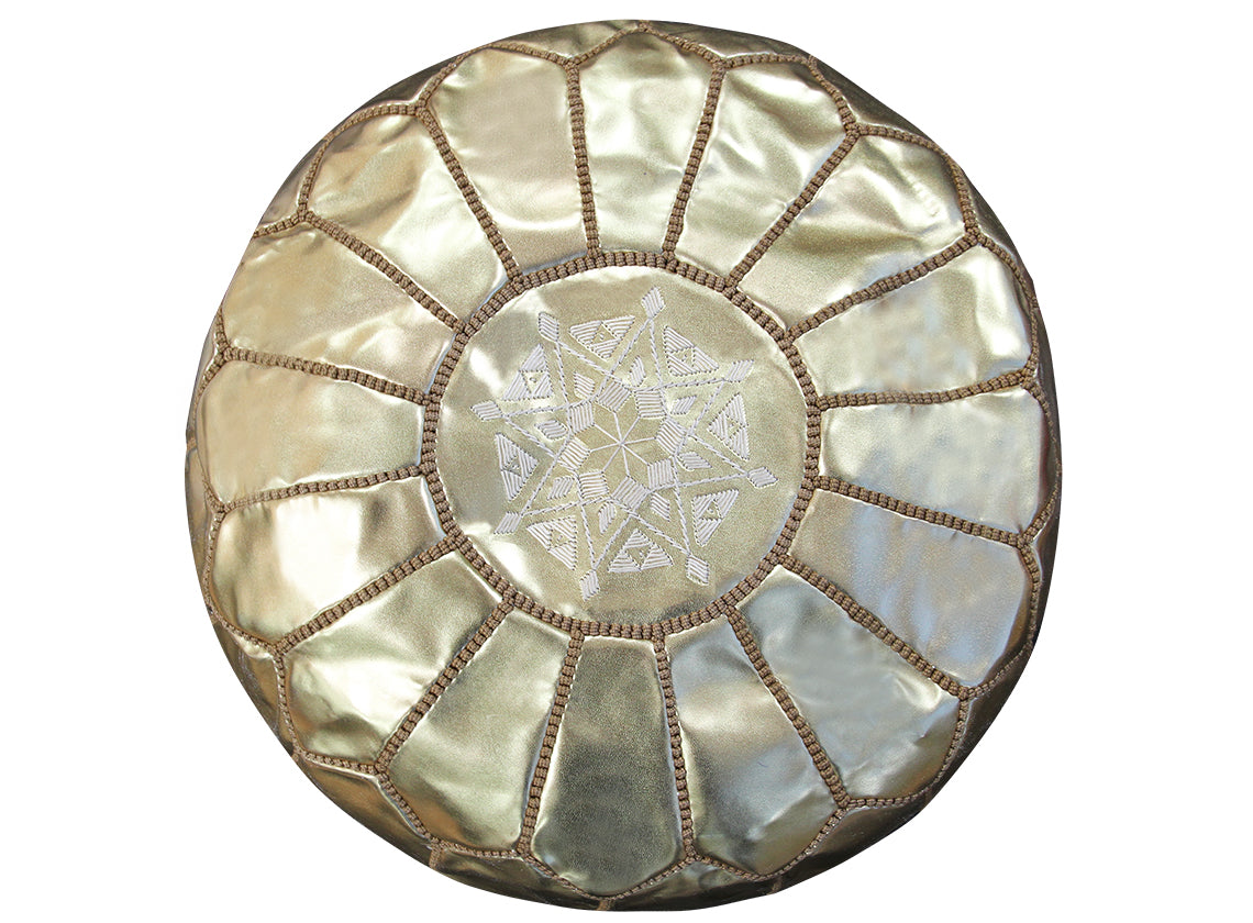 Moroccan Pouffe in Gold with Cotton Filling