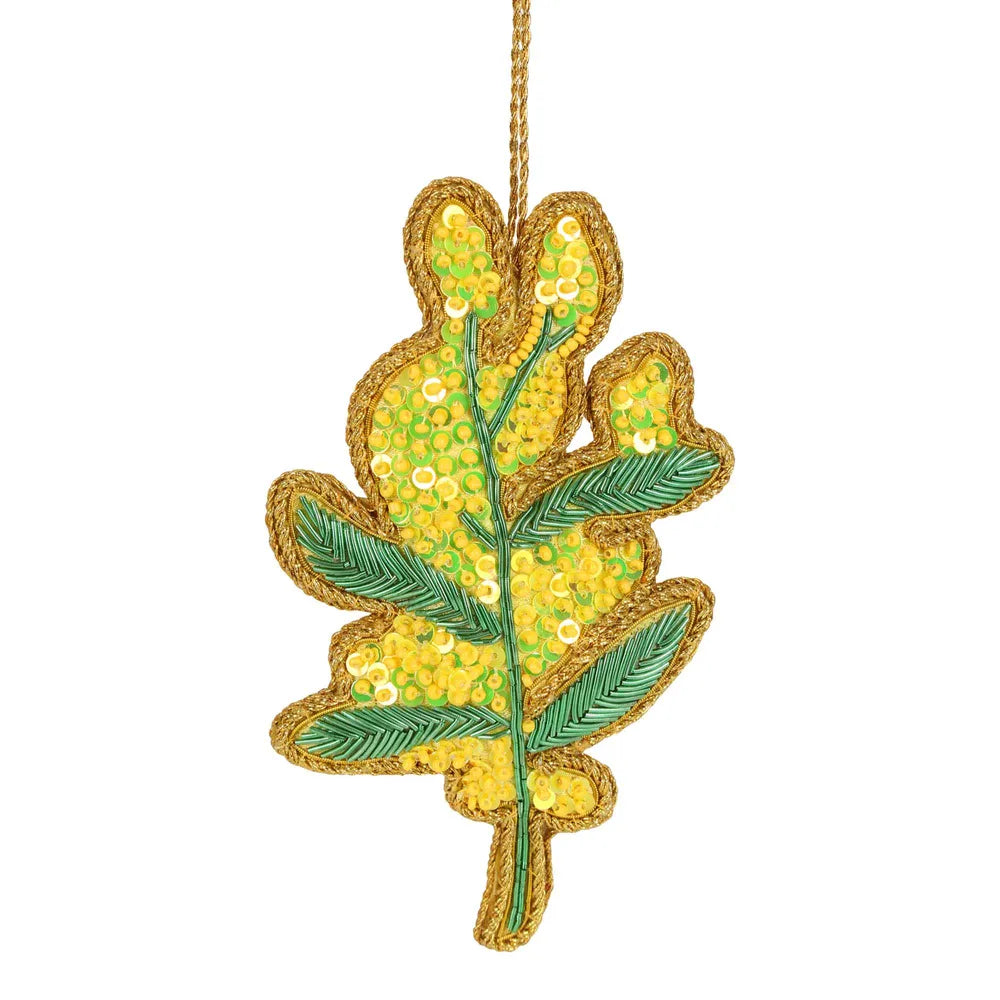 Sequin Golden Wattle Hanging Tree Decoration