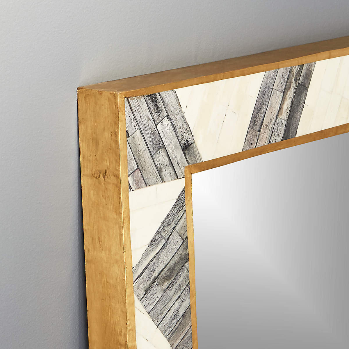 Two Tone Bone Inlay Floor Mirror