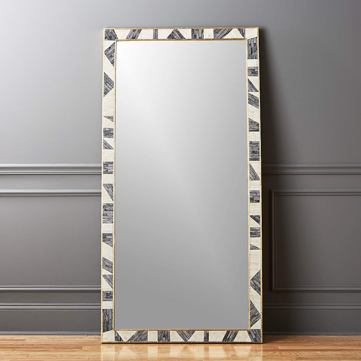 Two Tone Bone Inlay Floor Mirror