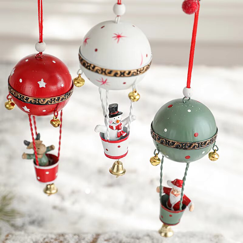 Creative Hot Air Balloon and Parachute Christmas Tree Ornaments - Pack of  Three