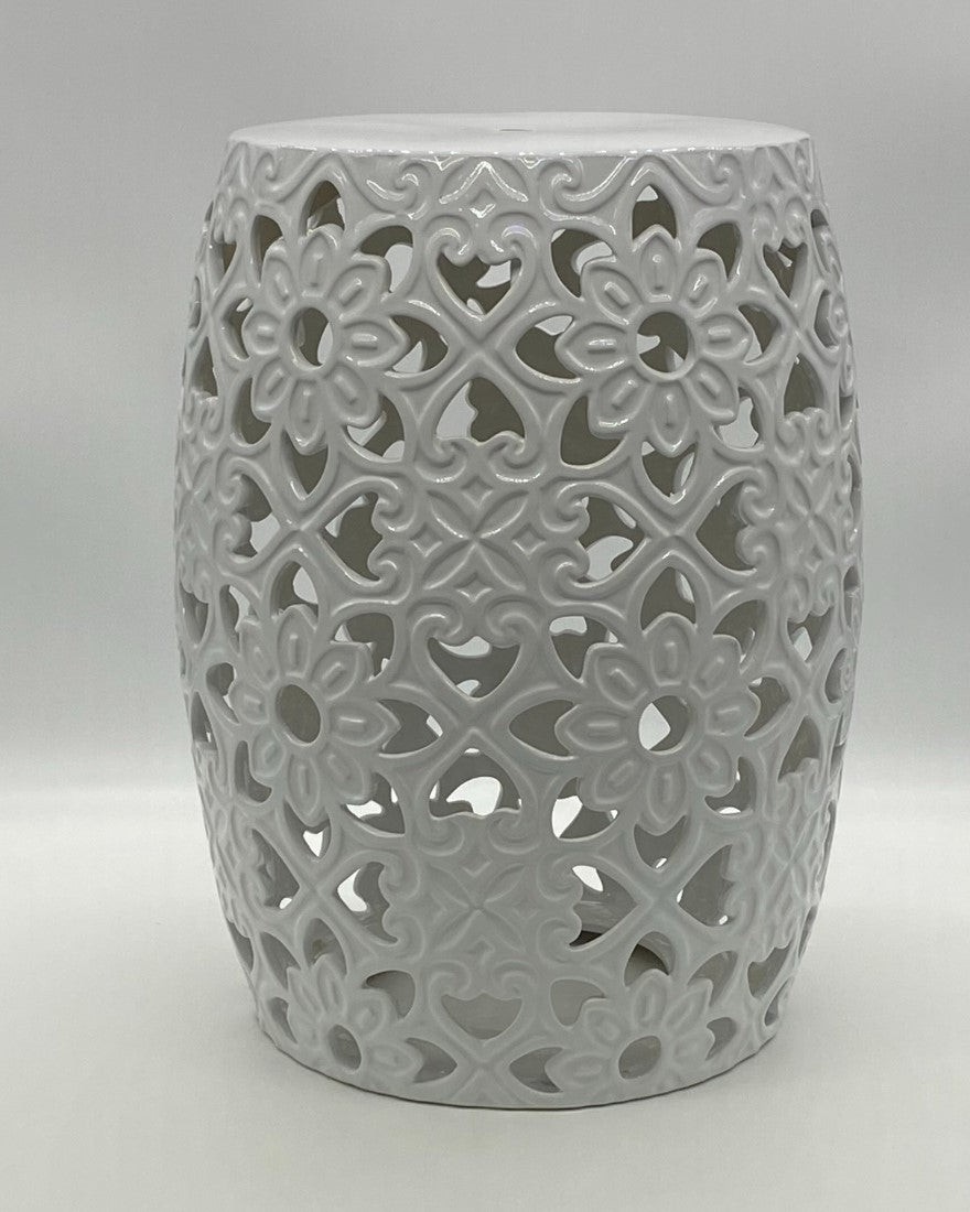 Hamptons Ceramic Stool in White