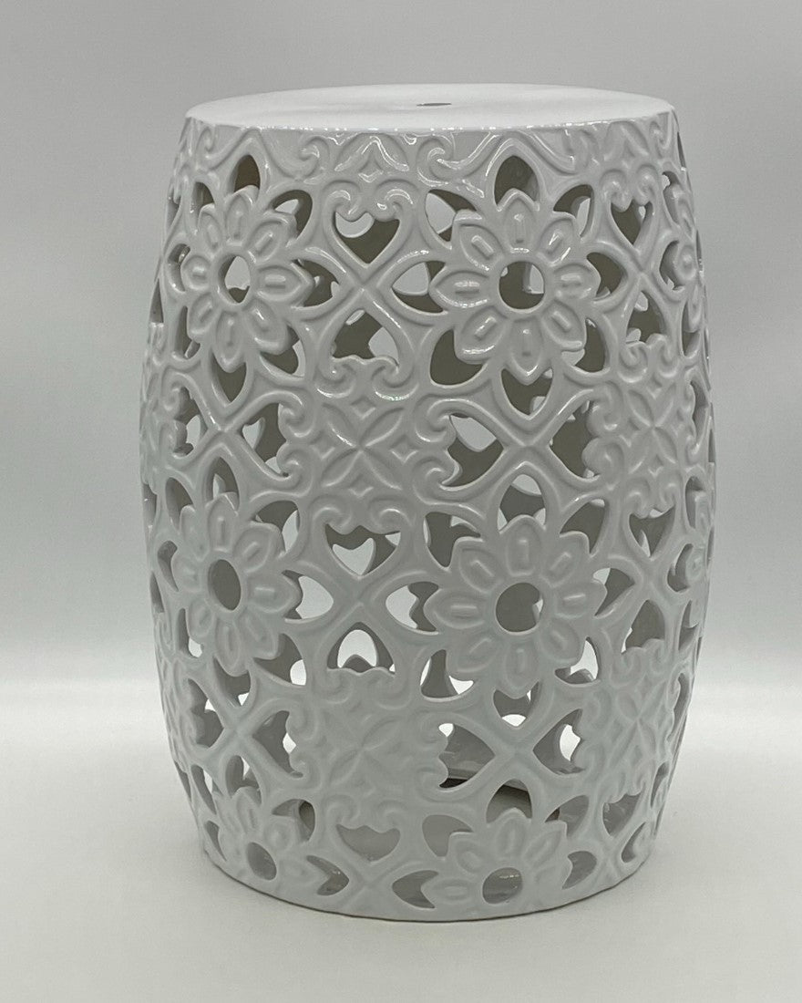 Hamptons Ceramic Stool in White