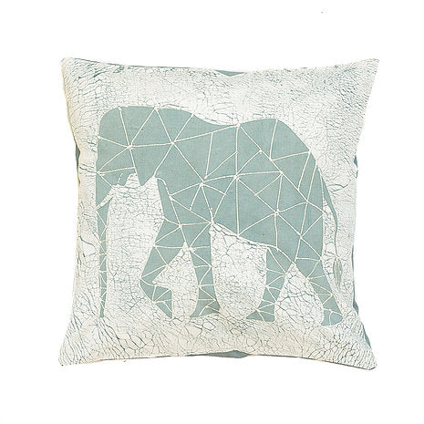 Malawi Cushion Range: Hand-printed Elephant Cushion Cover Crackle