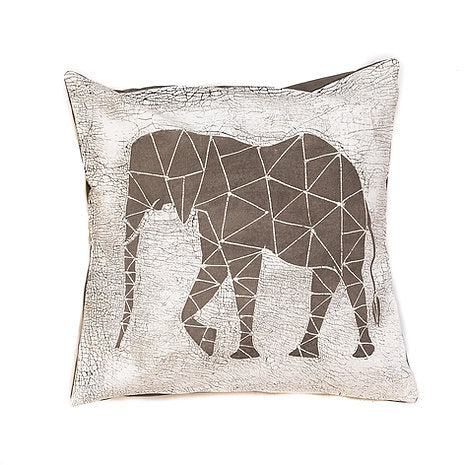 Malawi Cushion Range: Hand-printed Elephant Cushion Cover Crackle