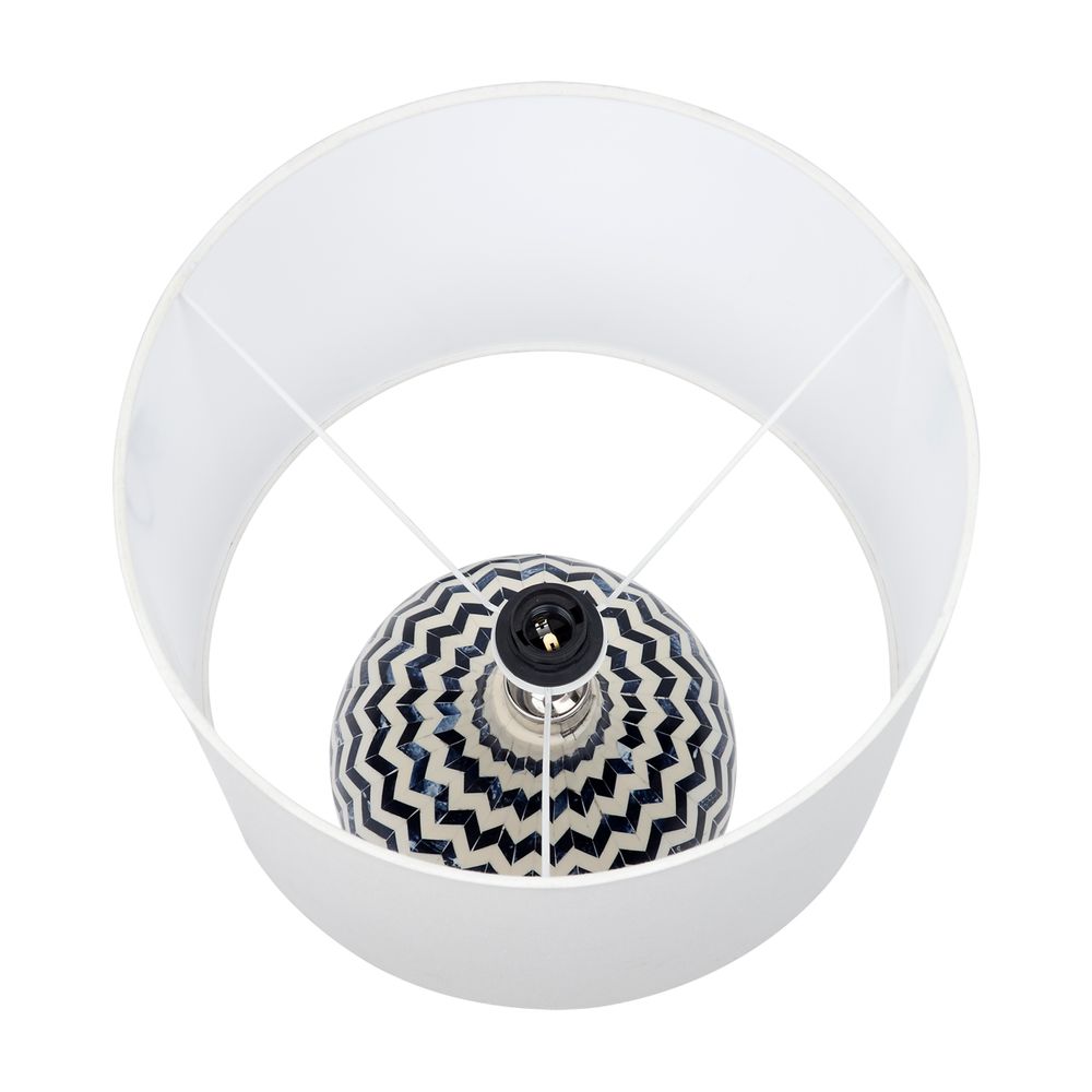 Bone Inlay Heraldic Table Lamp in Blue