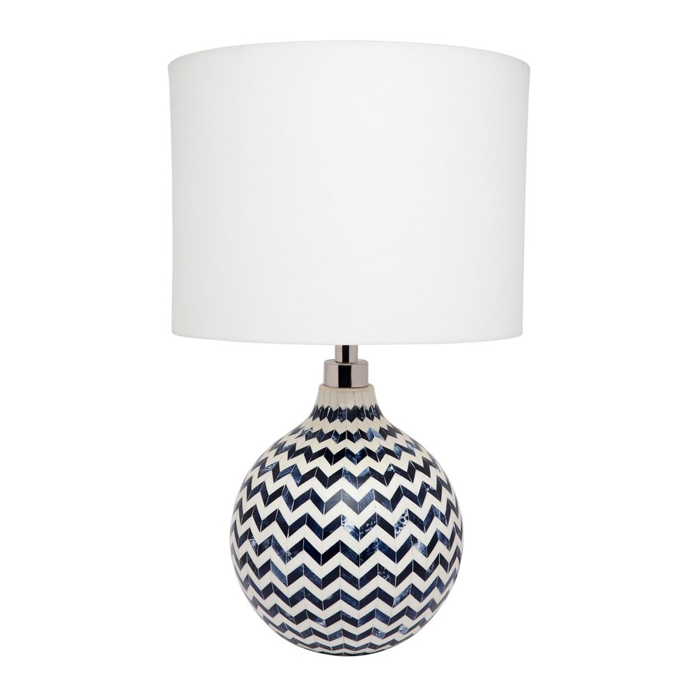 Bone Inlay Heraldic Table Lamp in Blue